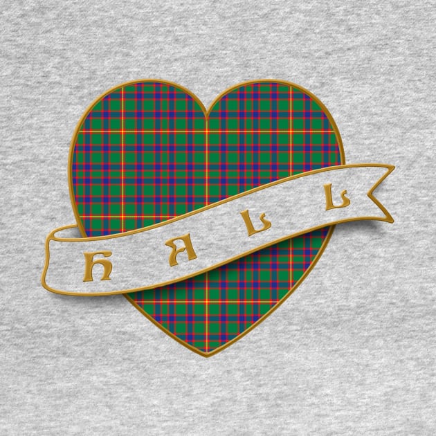 The HALL Family Tartan Retro Heart & Ribbon Family Insignia by Plaidify